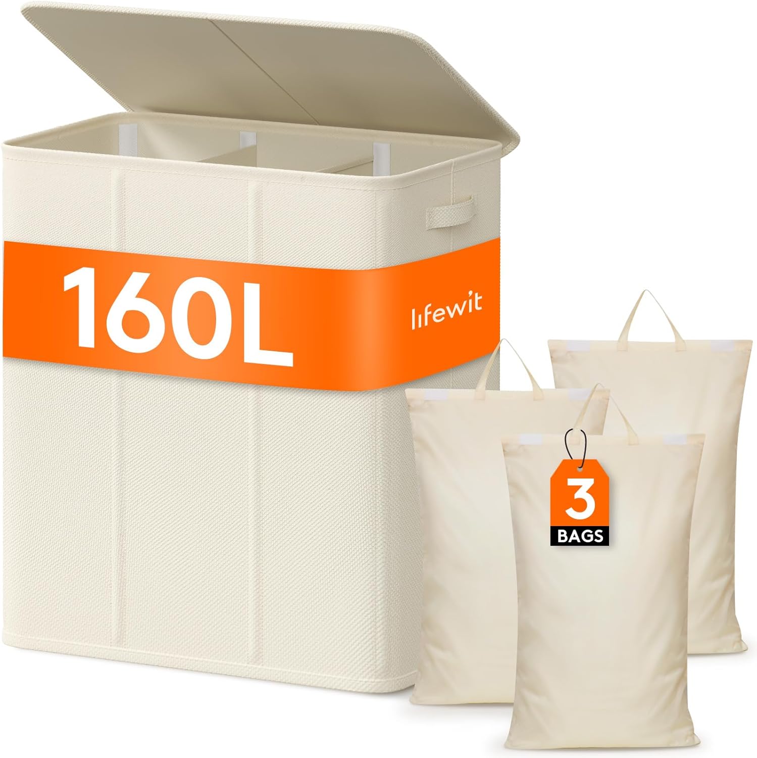 Lifewit Triple Laundry Hamper with Lid and Removable Bags