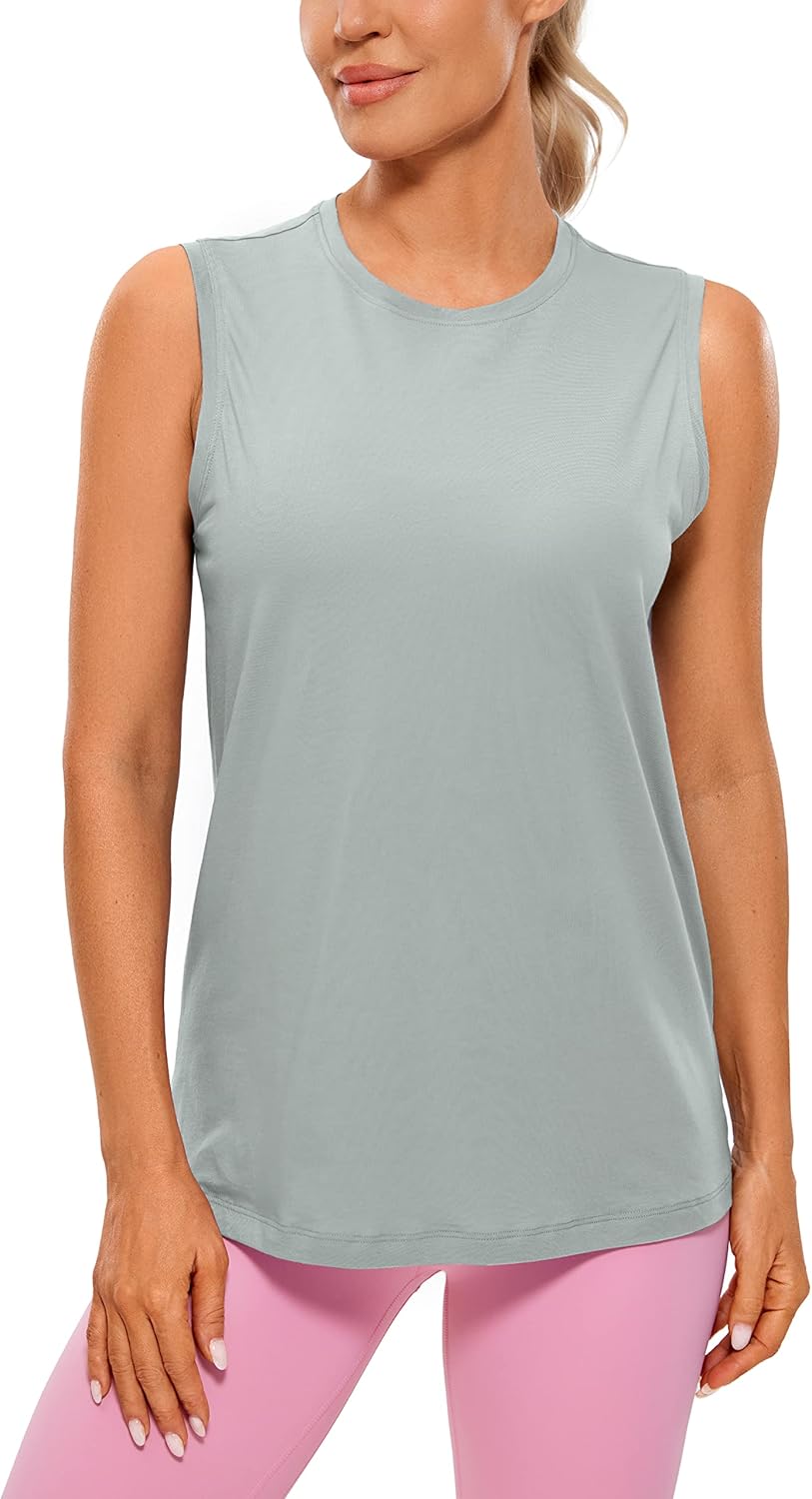 CRZ YOGA Pima Cotton High Neck Tank - Comfort & Style!