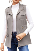 Women's Lightweight Sleeveless Military Anorak Cargo Vest - Utility