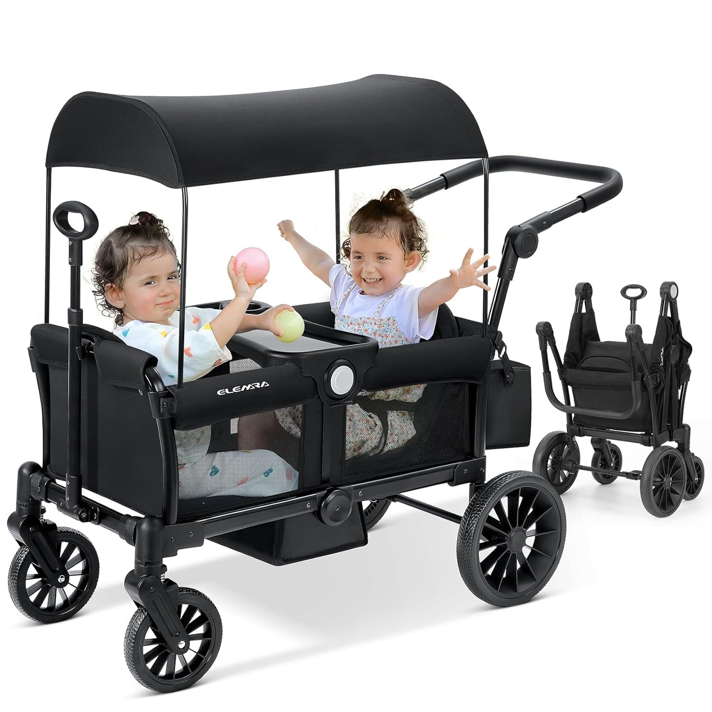 ELEMARA Wagon Stroller for 2 Kids: All-Terrain Comfort & Style