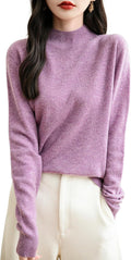 Women's 100% Merino Wool Seamless Sweater Mock Neck - Soft Pullover