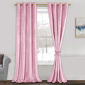 Pink Velvet Curtains 84 in for Living Room - Room Darkening, Set of 2