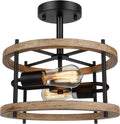 Lakumu 2-Light Retro Semi Flush Mount Ceiling Light - Rustic Farmhouse