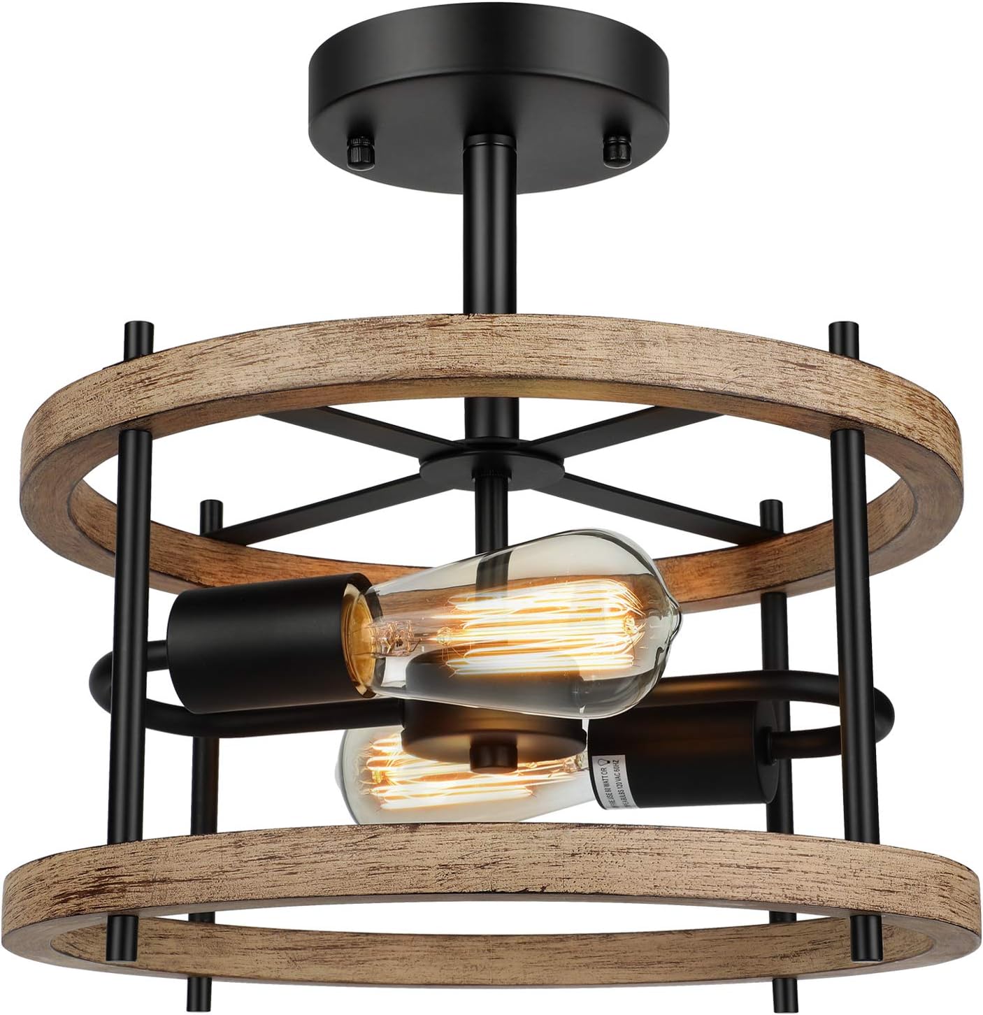 Lakumu 2-Light Retro Semi Flush Mount Ceiling Light Fixture