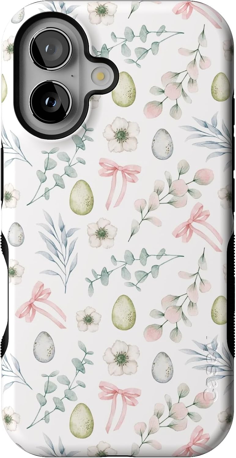 Casely iPhone 16 Case - So Eggxtra Spring Garden Design