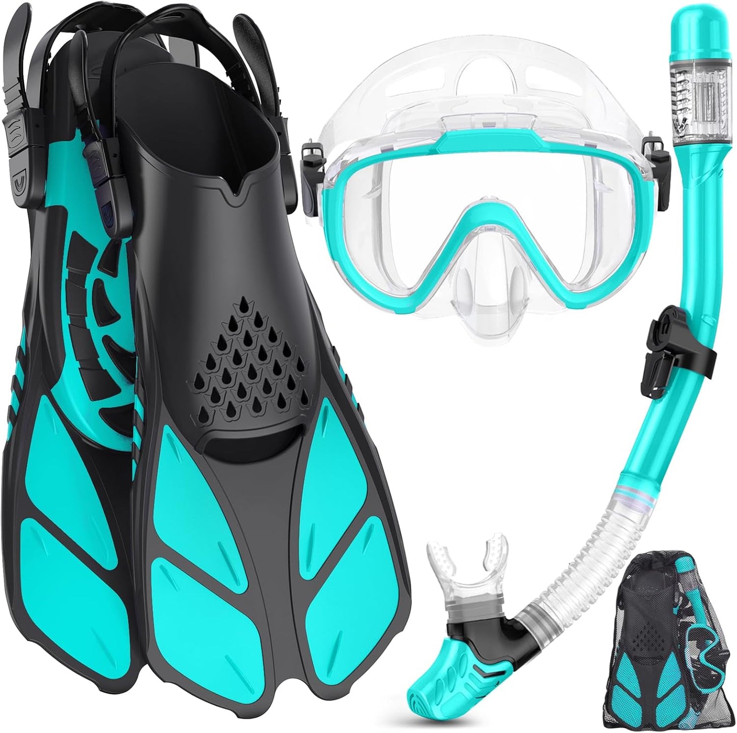 Snorkeling Gear for Adults with Panoramic View Mask and Fins
