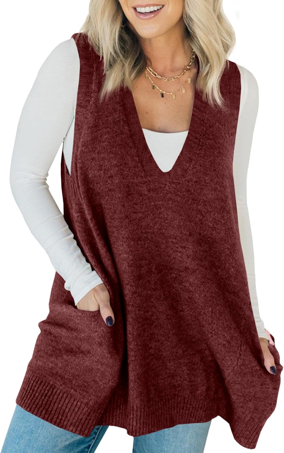 Saodimallsu Womens Sleeveless Sweater Vest for Casual Style