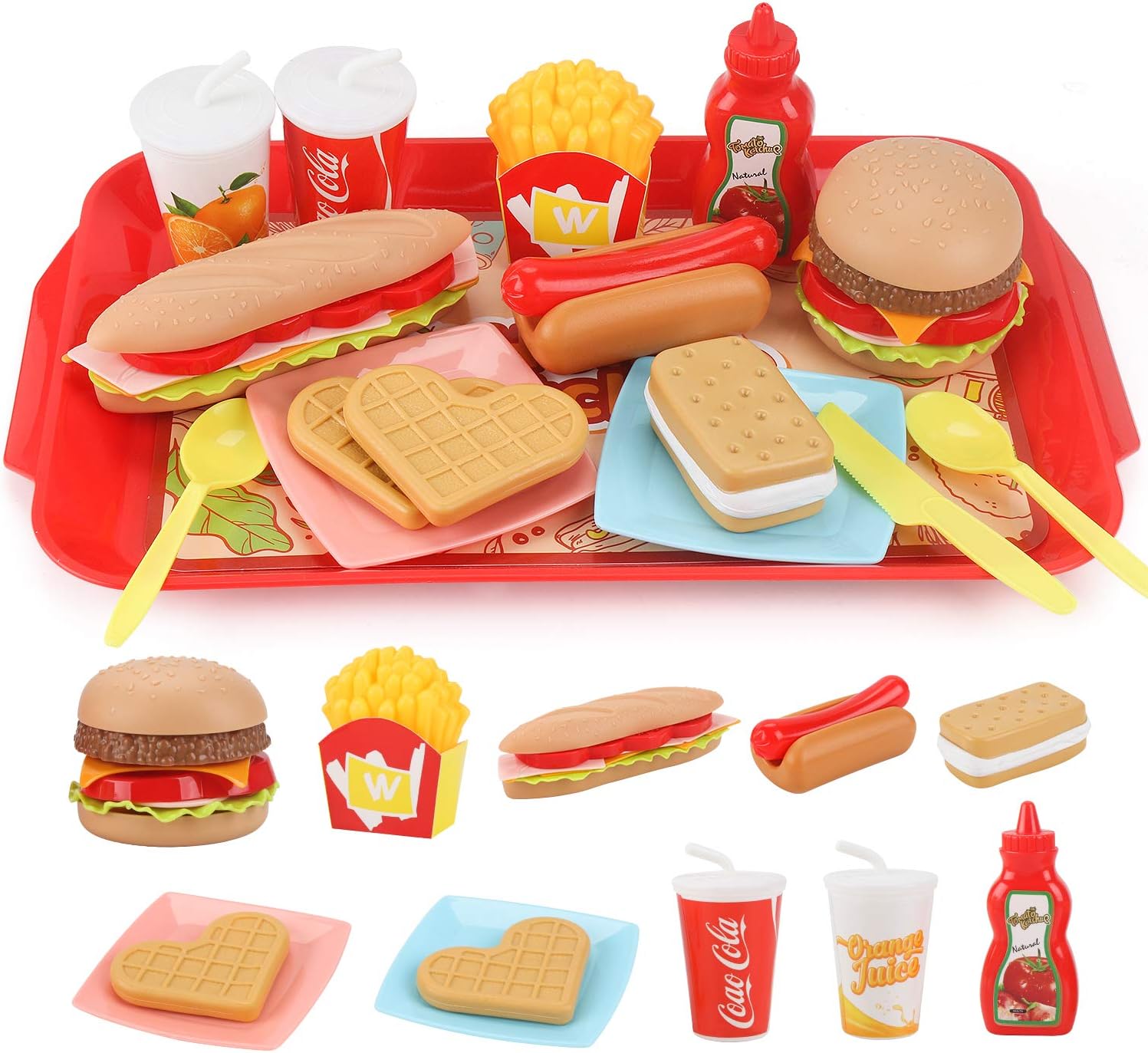 15PCS Pretend Play Fast Food Set for Kids - Imaginative Role Play Toy