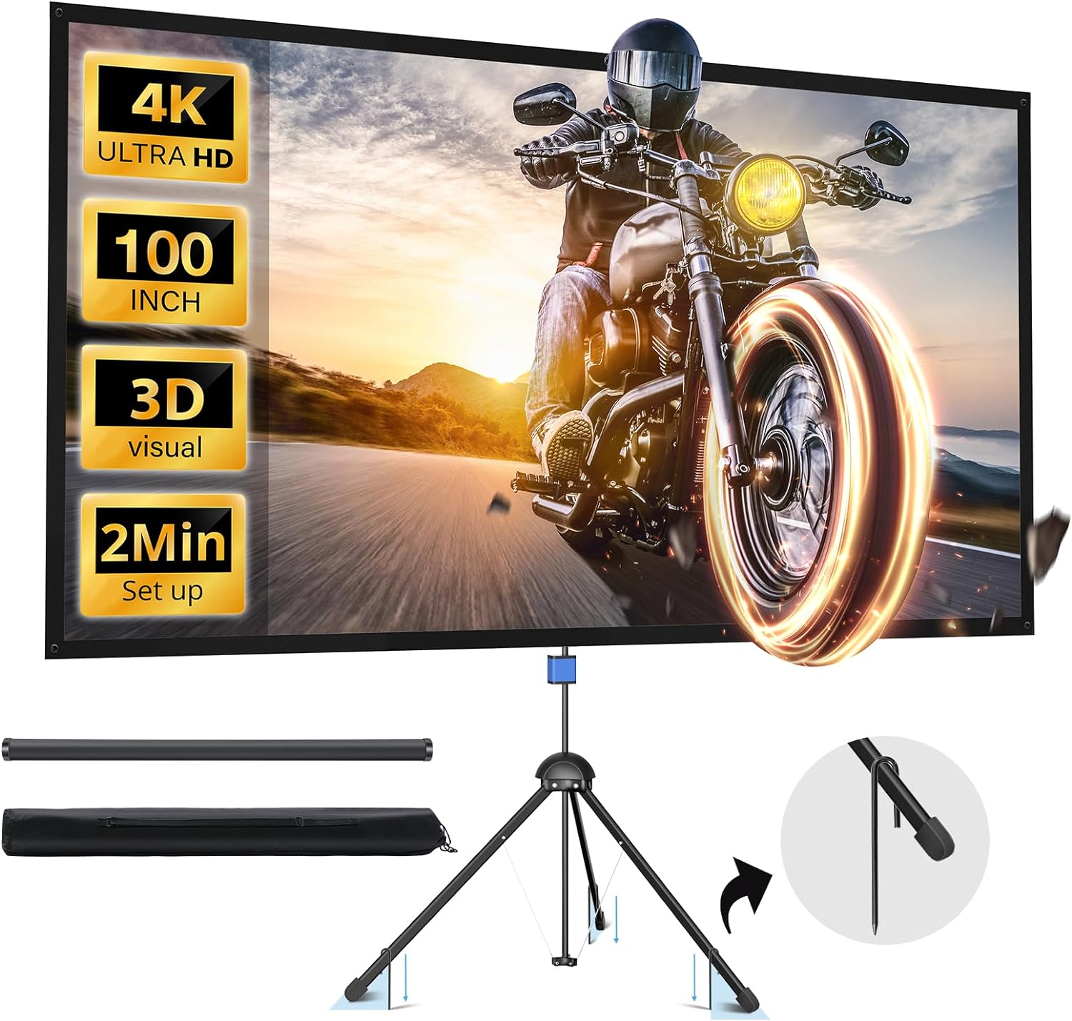 PARIS RHNE 100-inch Portable HD Projector Screen