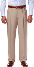 Haggar Mens Hidden Expandable Waistband Classic Fit Pleated Pant