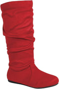 Wells Collection Women's Slouchy Flat Boots with Low Heel Style
