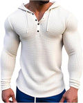 Mens Hoodies Casual Long Sleeve Waffle Knit Hooded Sweatshirt - Muscle
