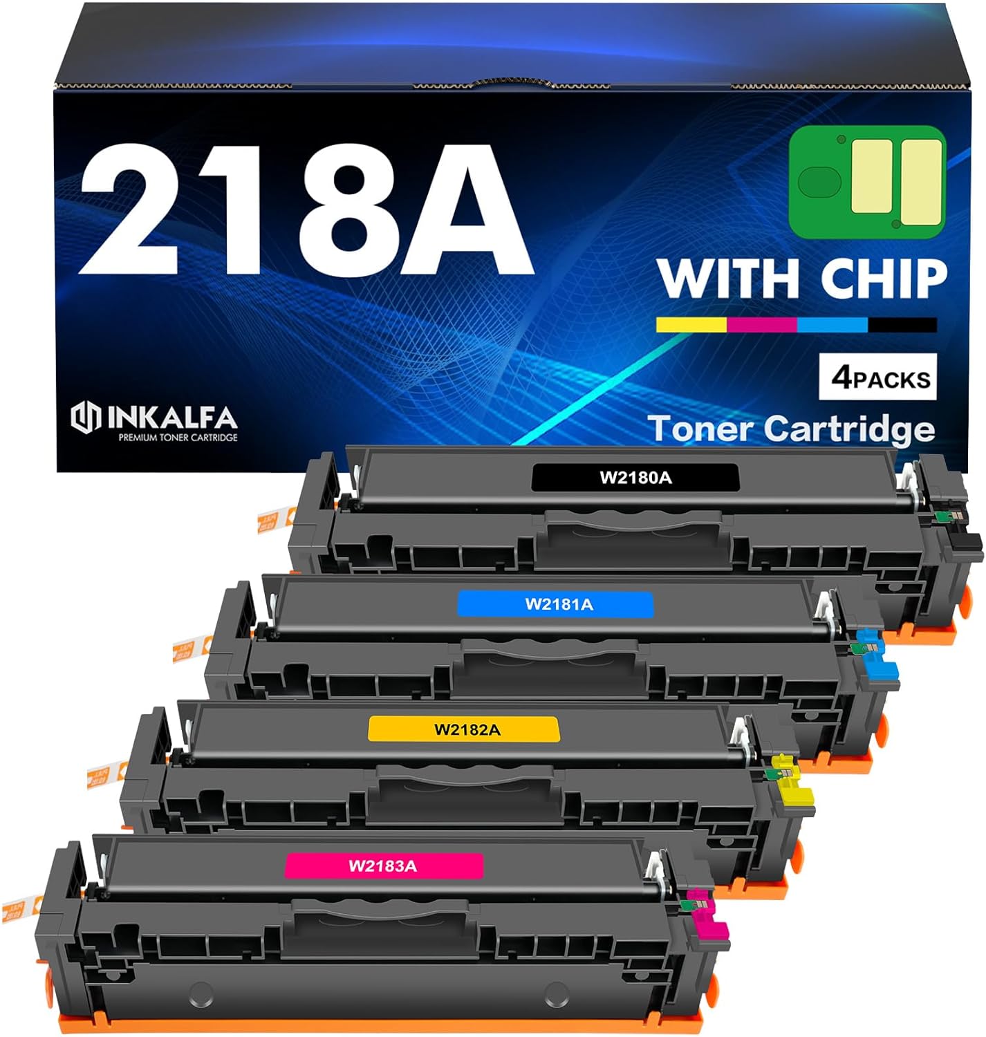 218A Toner Cartridges 4 Pack with Chip for HP Printers