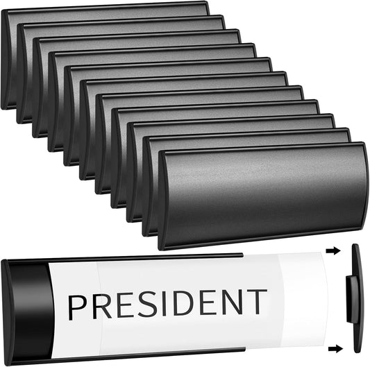Therwen 12 Pcs Aluminum Office Name Plate Holder for Doors