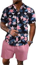 GORGLITTER Men's Vacation Beach Outfits 2 Piece Shorts Set - Floral