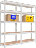 Laminated White 5 Tier Boltless Metal Shelving Unit - Durable Storage