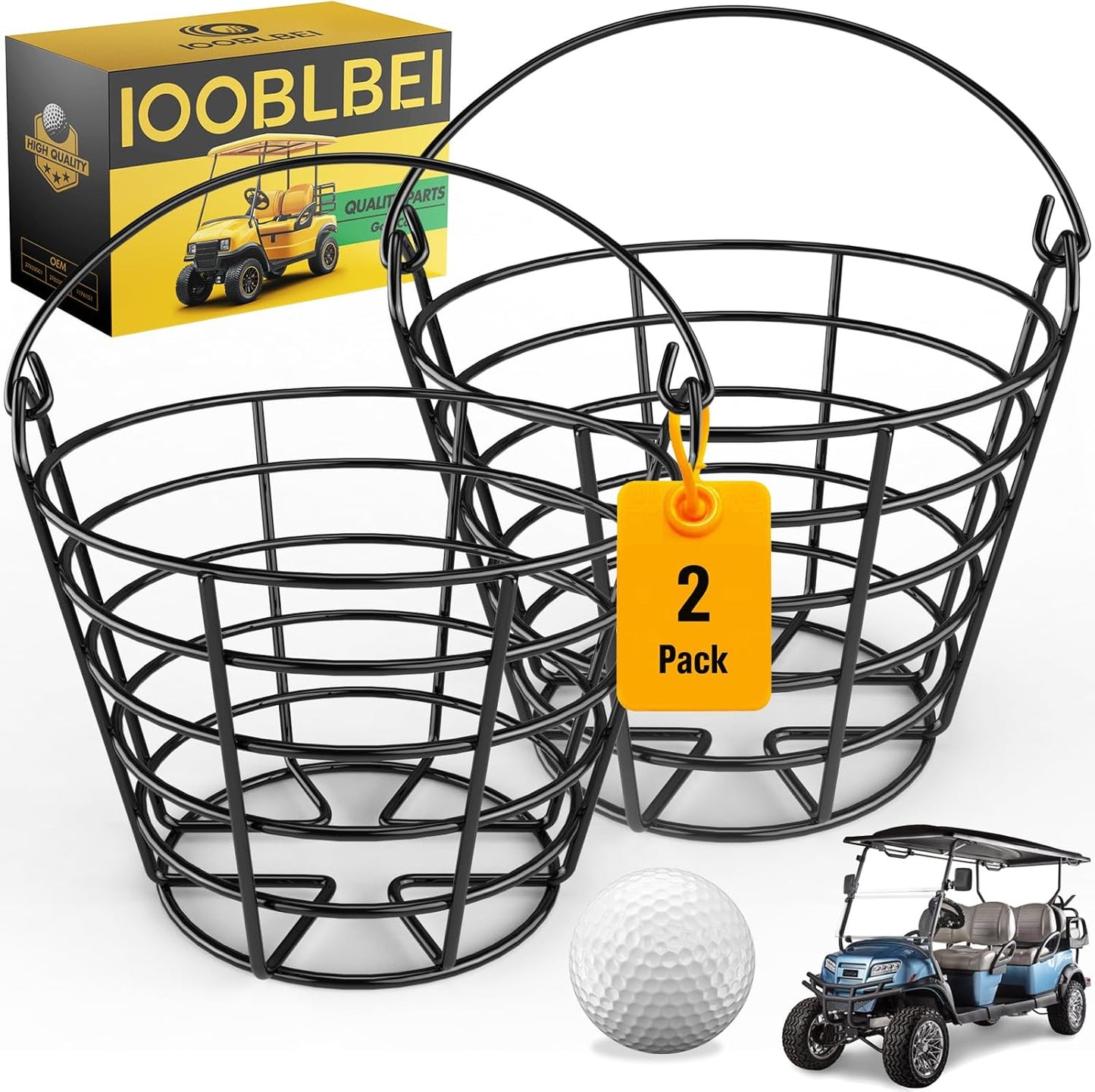 Portable Golf Ball Basket 2 Pack - Hold 50 Balls!