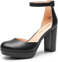 DREAM PAIRS Women's Platform Chunky High Heels Closed Toe Ankle Strap