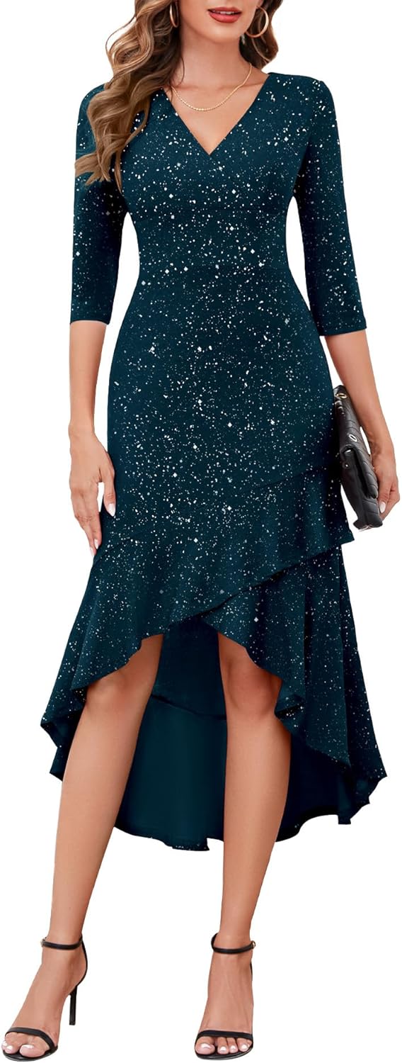 BeryLove Women Sequin Formal Cocktail Glitter Dress for Events