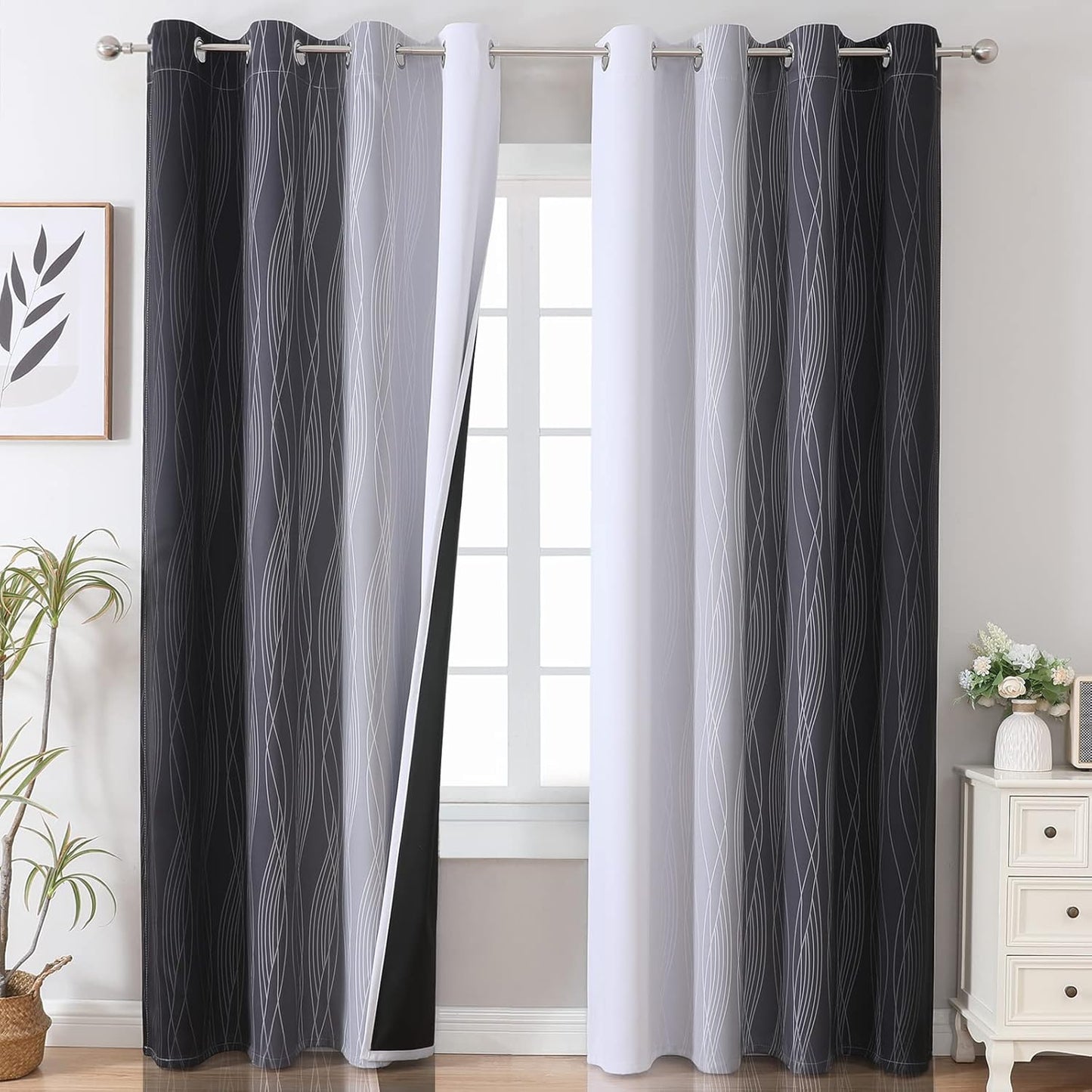 Ombre Blackout Curtains Set for Full Room Darkening Effect