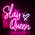 Slay Queen Neon Sign Pink White LED Neon Light for Bedroom - Aesthetic