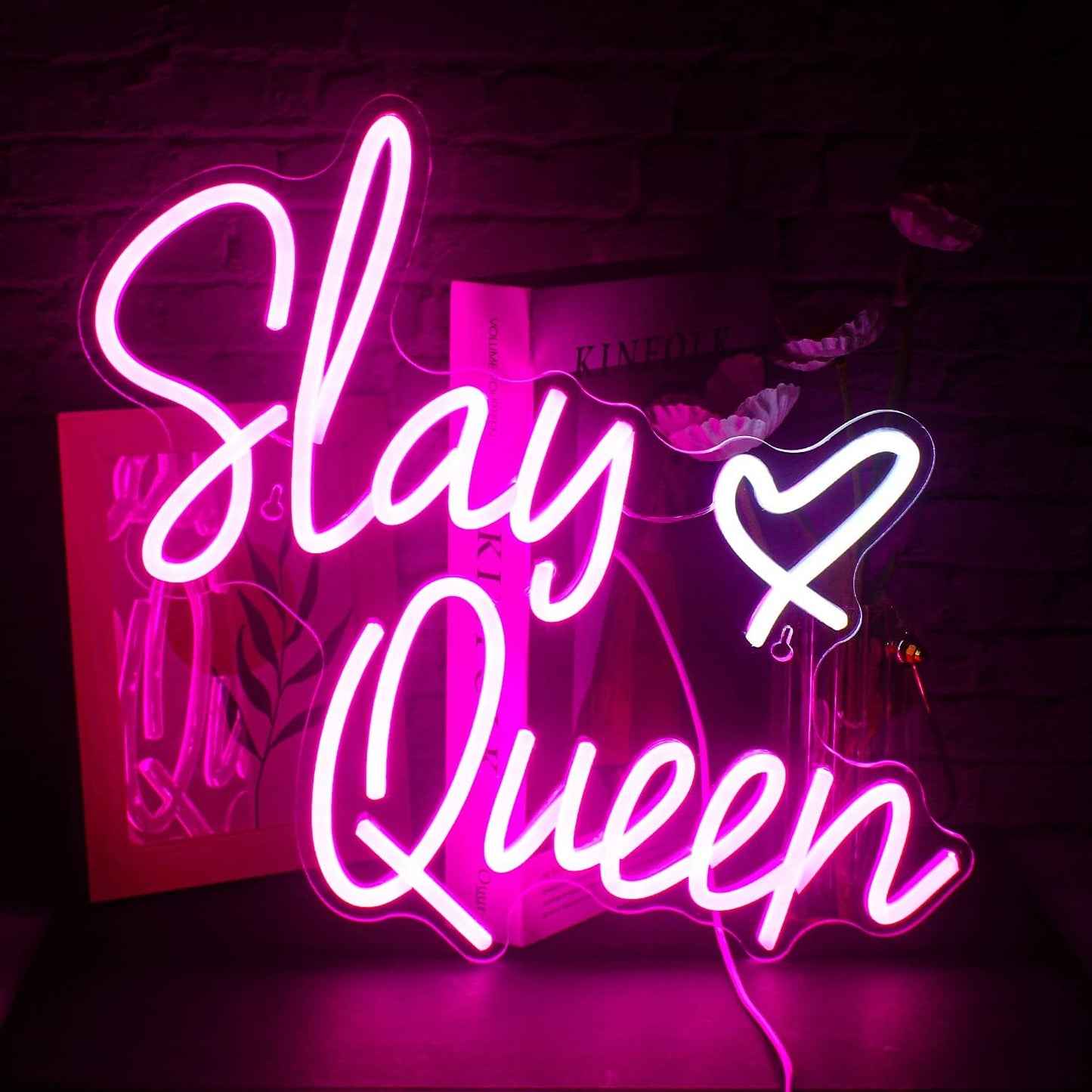 Slay Queen Neon Sign for Wall Decor - Pink LED Light Up Sign