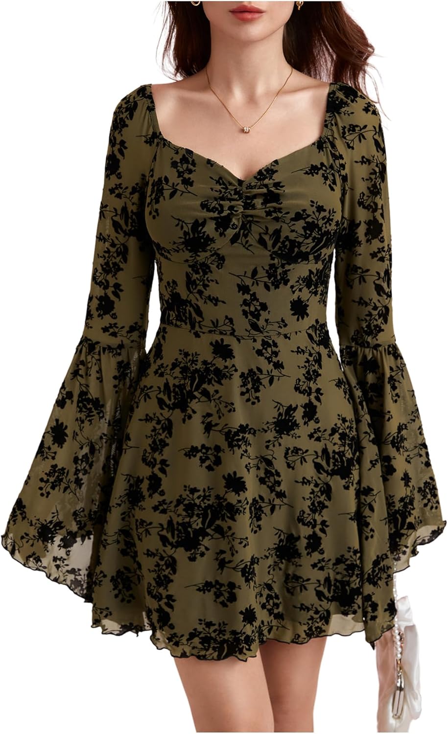 WDIRARA Women's Floral Jacquard Mesh Gothic Dress Review