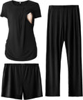 SUNNYBUY Womens Maternity Nursing Pajamas Set - 3 Piece Nursing PJS is