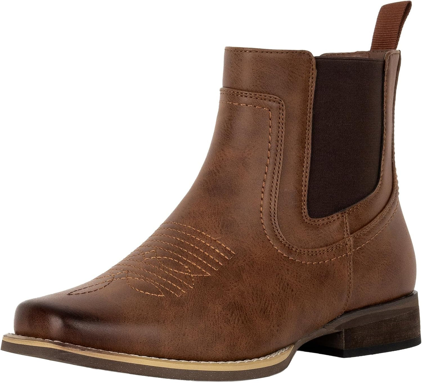 Stylish Ankle Cowboy Boots for Men with Square Toe Design