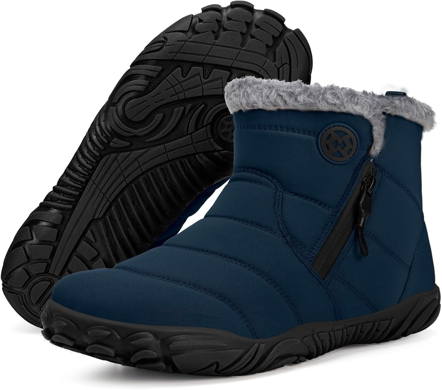 Womens Mens Barefoot Snow Boots with Warm Fur Lining for Winter