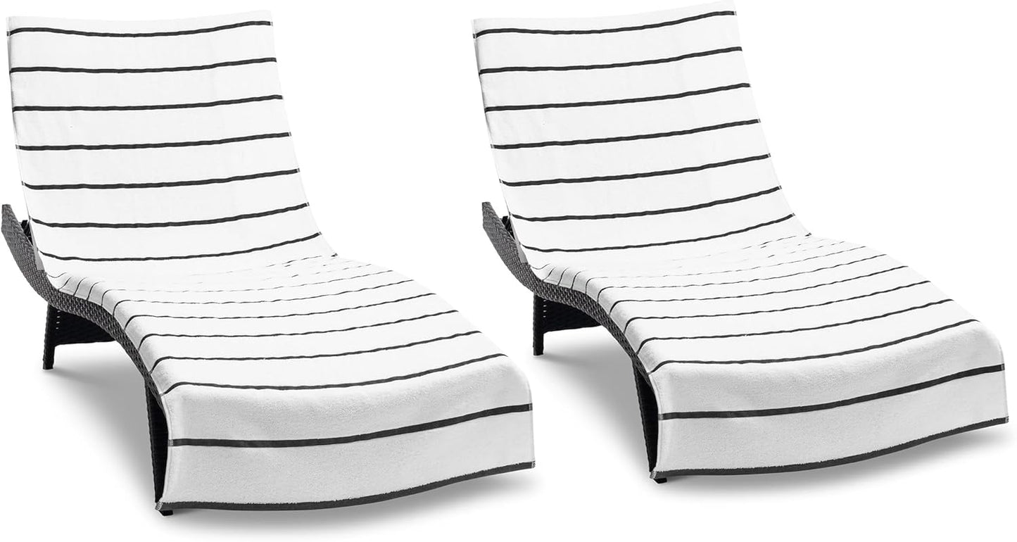Arkwright Chaise Lounge Cover Pack of 2 - Soft Cotton Striped