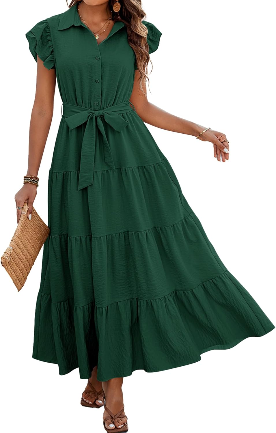Dowerme Women's Summer Casual Dresses with Pockets and Belt