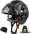 GREEN DEVIL Hard Hat for Men Women with Visor and Ear Muffs - Vented