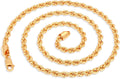 925 Sterling Silver Rope Chain 2.5mm Necklace - Polished Gold Finish