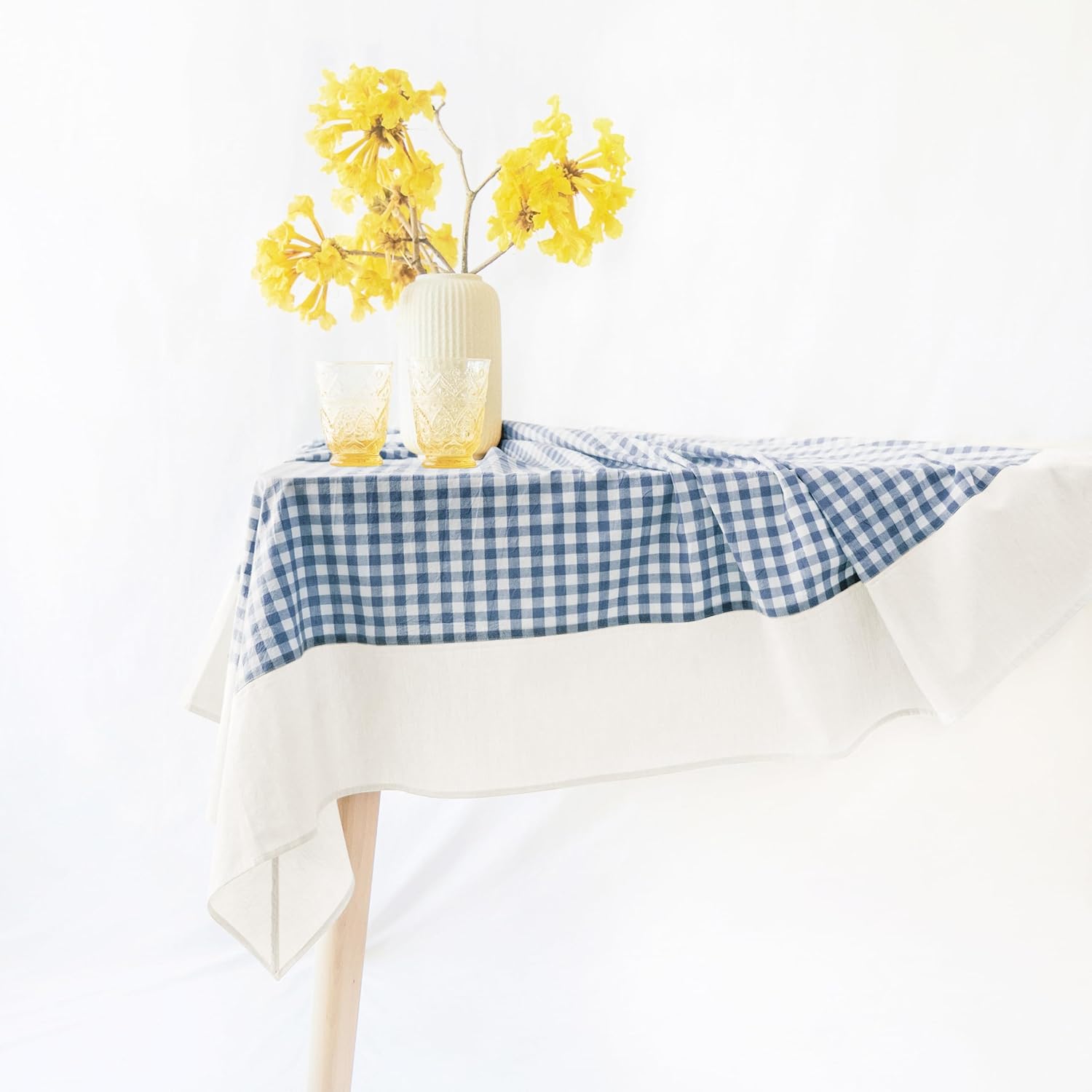 Gingham Checkered Rustic Tablecloth for Kitchen and Dining Room
