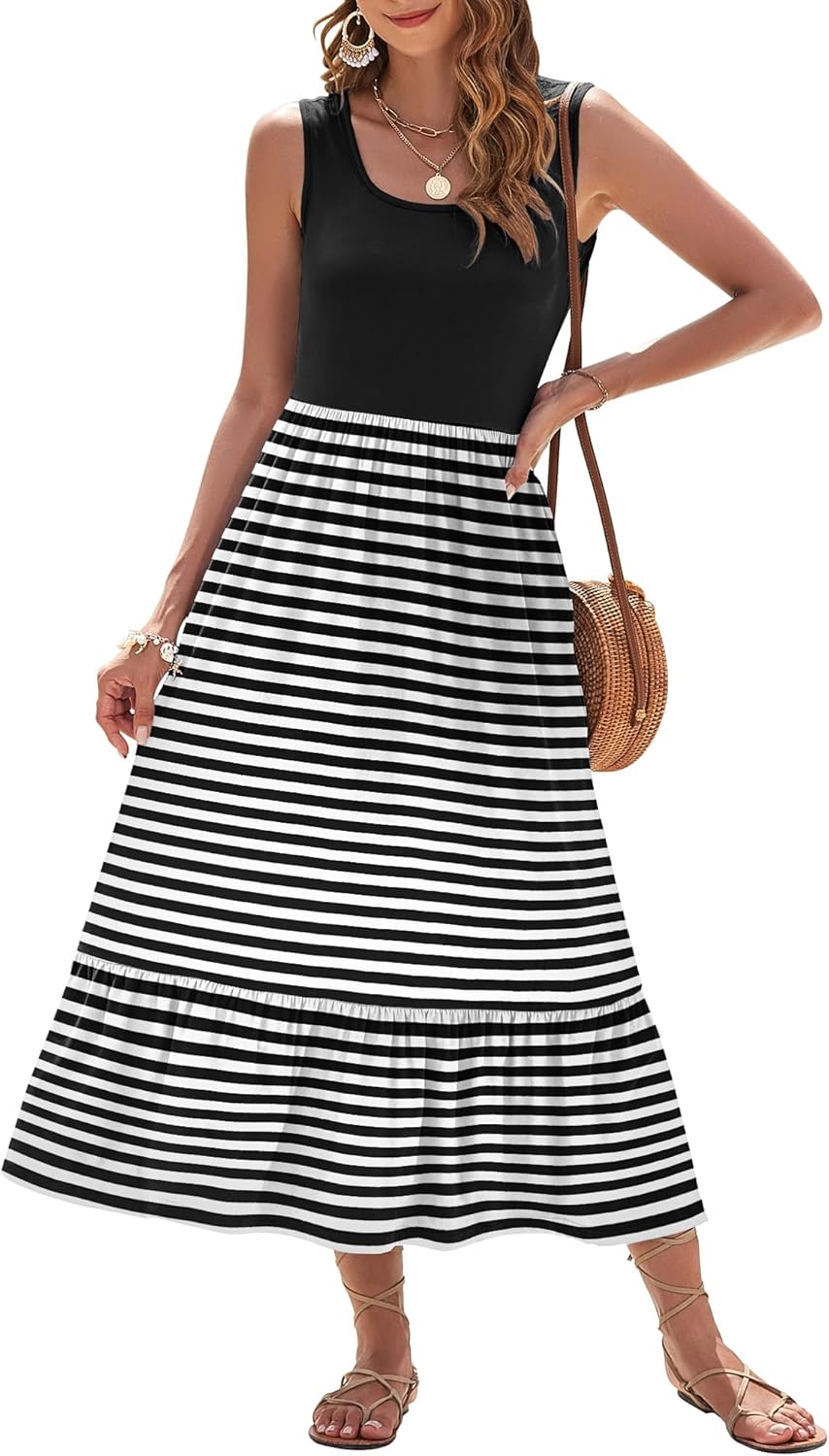 AUSELILY Womens Summer Dresses 2025 Sleeveless Maxi Dress