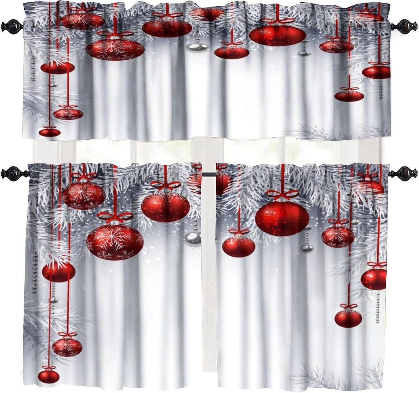Rustic Christmas Valance Curtain Set by SENQIAN - Festive Winter Decor!