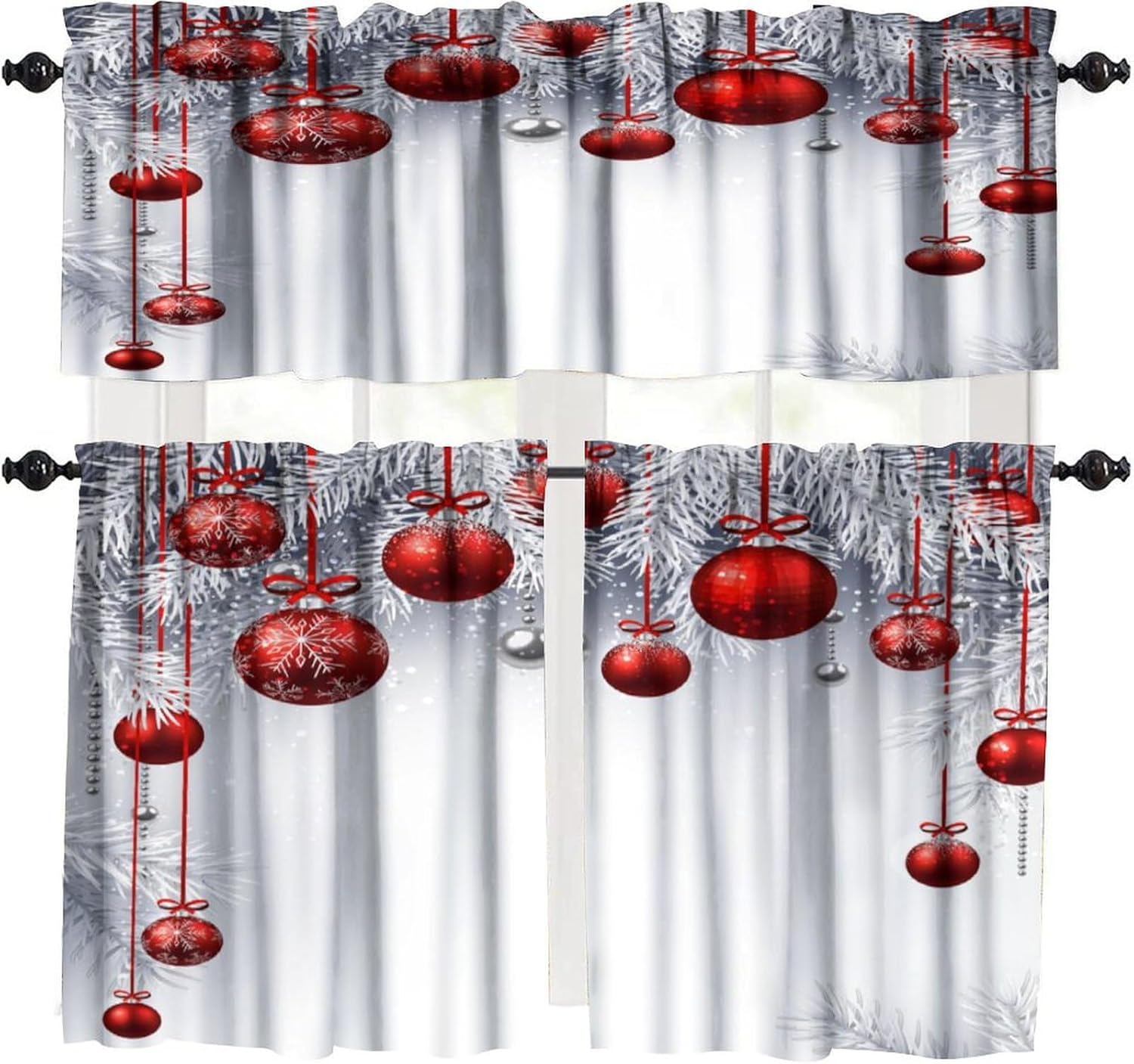Rustic Christmas Valance Curtain Set by SENQIAN - Festive Winter Decor!