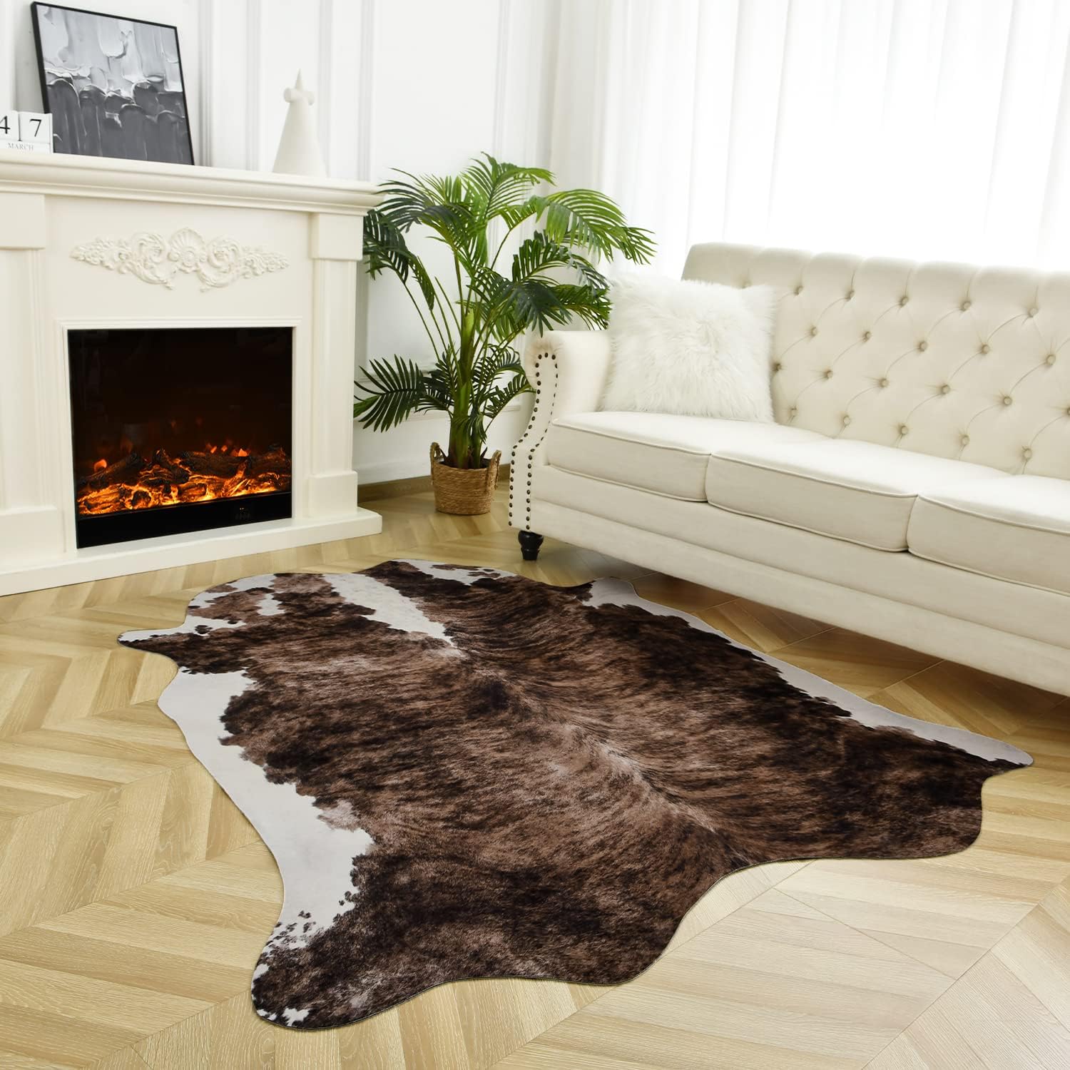 Easycozy Faux Cowhide Rug 8 x 10 Feet for Home Decor