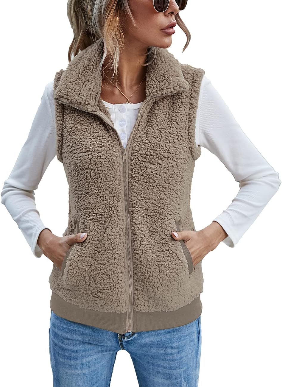LOMON Womens Fuzzy Fleece Vest for Casual Warmth and Style