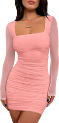 BORIFLORS Women's Sexy Ruched Bodycon Mini Dress for Parties