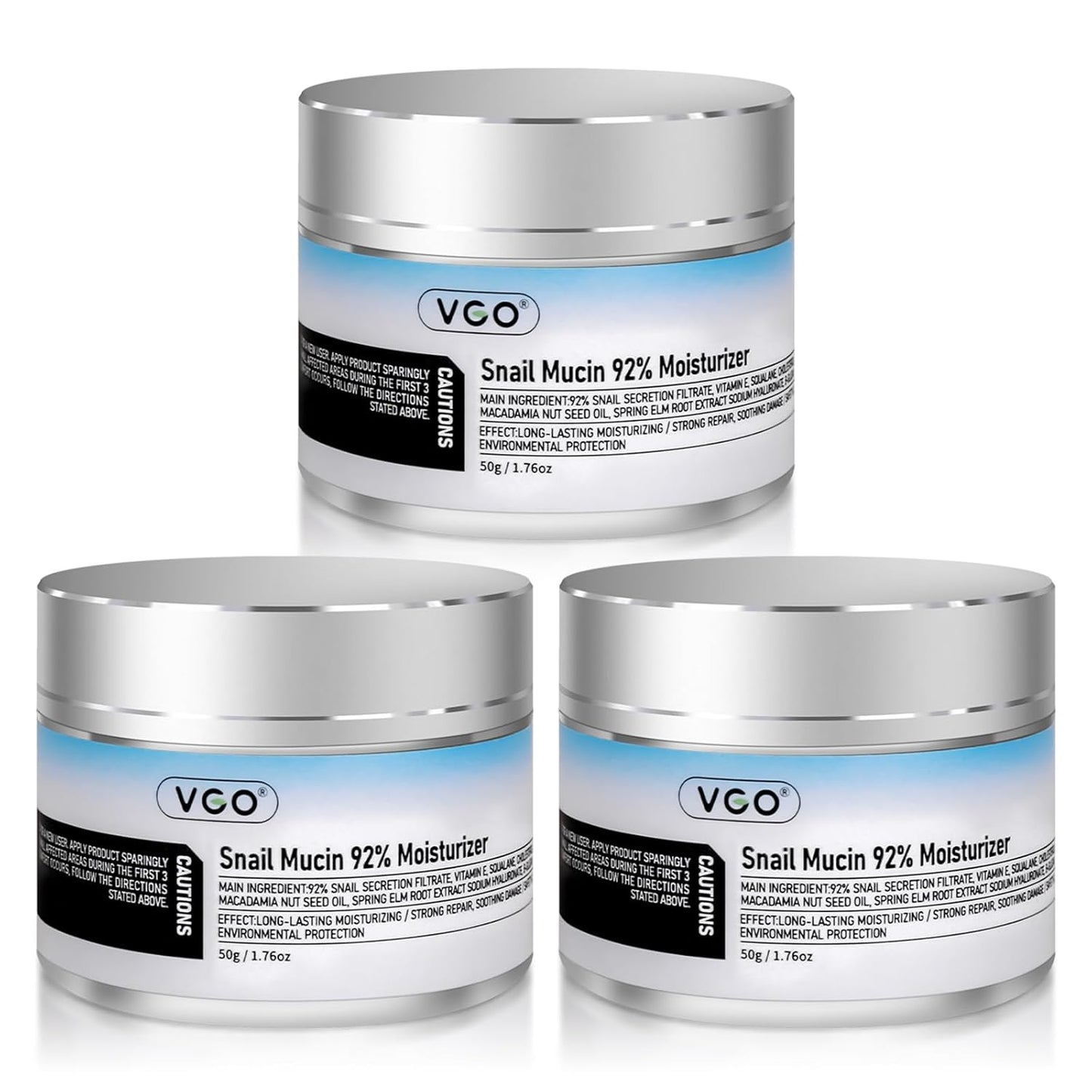 VGO 3 Pack Snail Mucin Moisturizer for Hydration and Repair