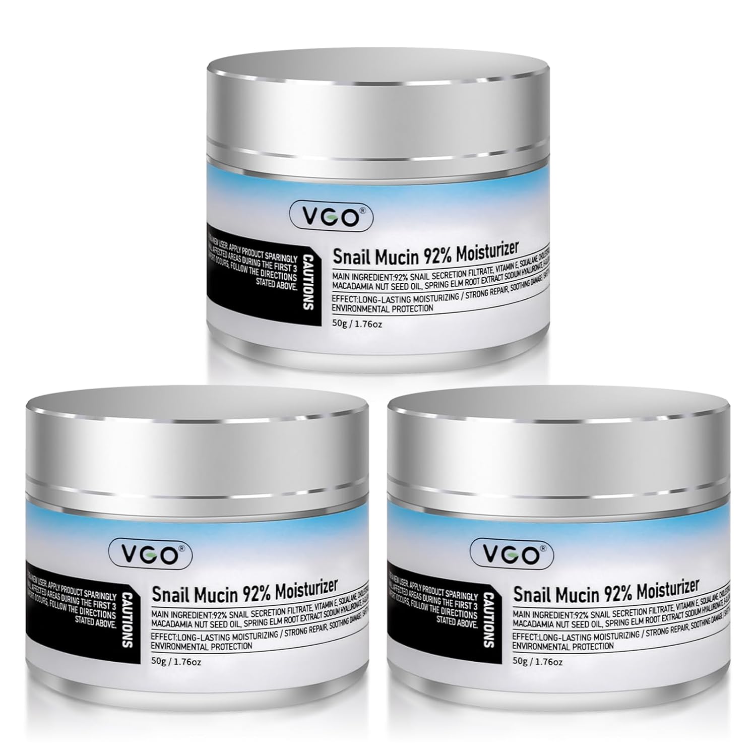 VGO 3 Pack Snail Mucin Moisturizer for Hydration and Repair