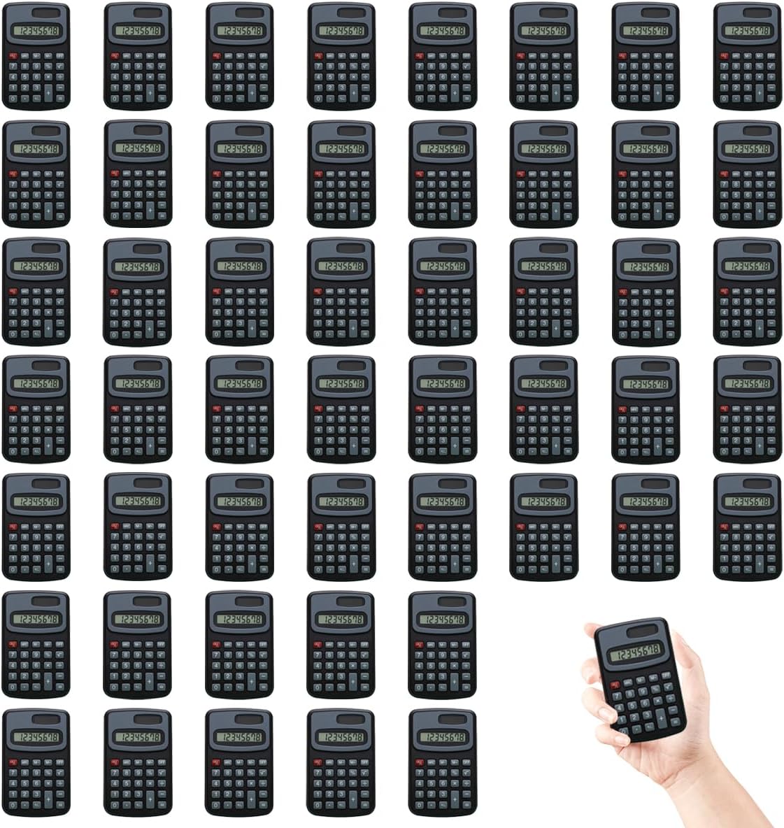 Compact & Efficient: 50 Pcs Mini Pocket Calculators - Black