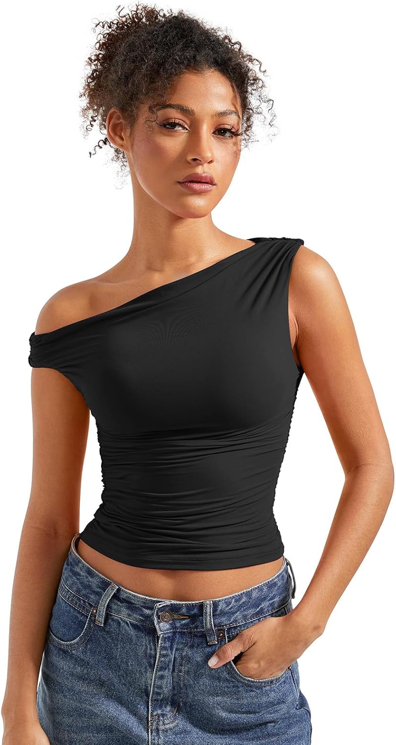 SUUKSESS Women Off Shoulder Tops for Trendy Y2K Style