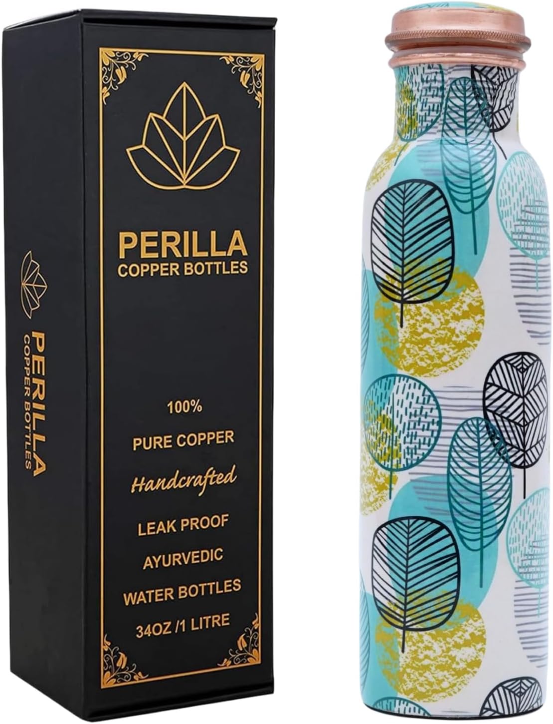 Perilla Home Pure Copper Water Bottle for Health Benefits