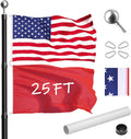 25FT Telescoping Flag Pole Kit with 3x5 American Flag - Heavy Duty