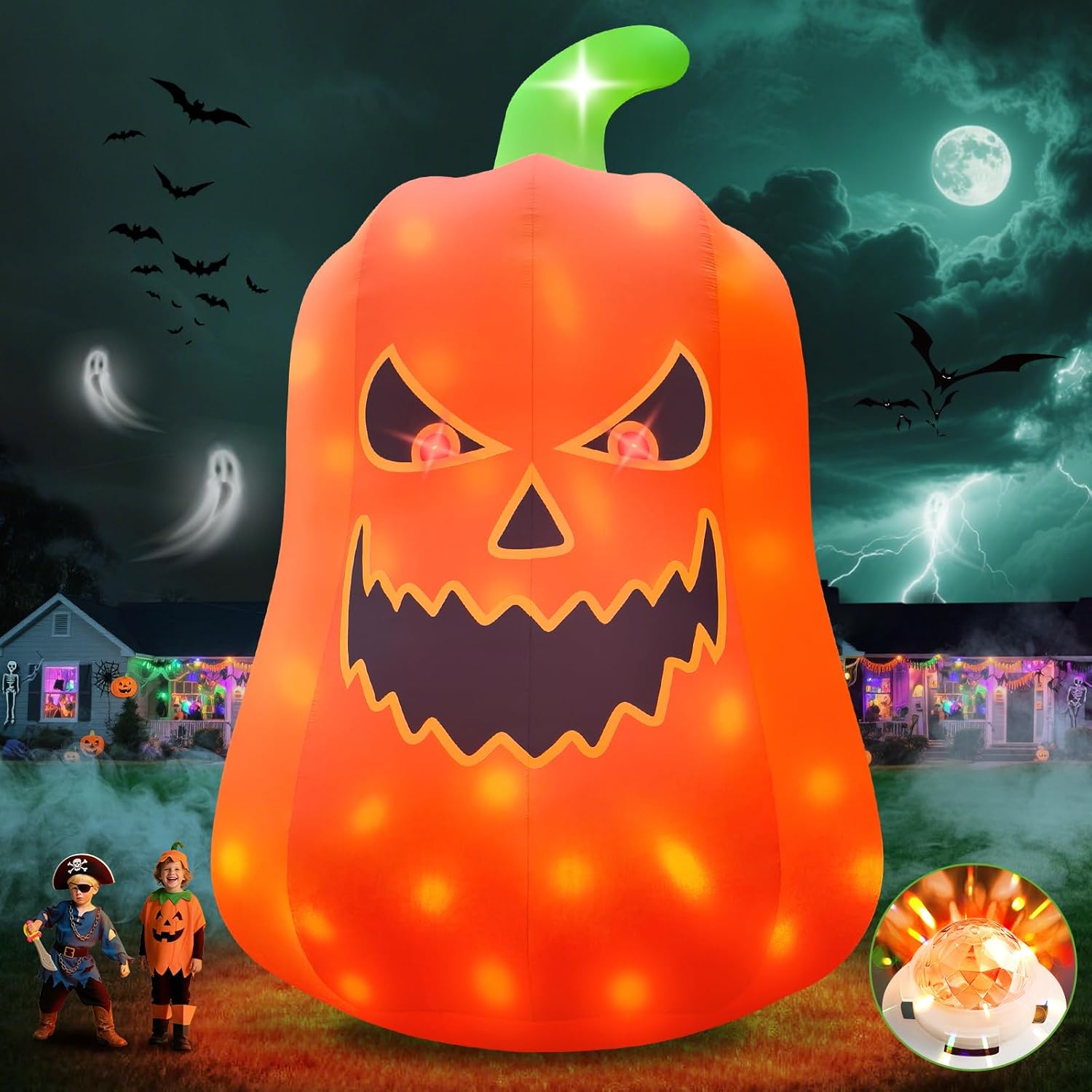 20FT Tall Halloween Inflatable Pumpkin Ghost for Spooky Decor