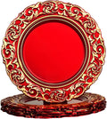 Red Charger Plates with Gold Embossed Rim - Set of 6 Durable 13in