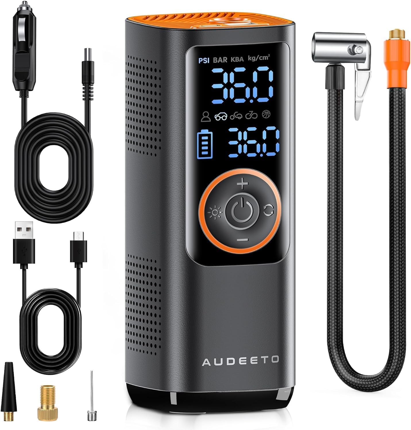AUDEETO Portable Air Compressor: 5X Faster Inflation, Cordless & Powerful